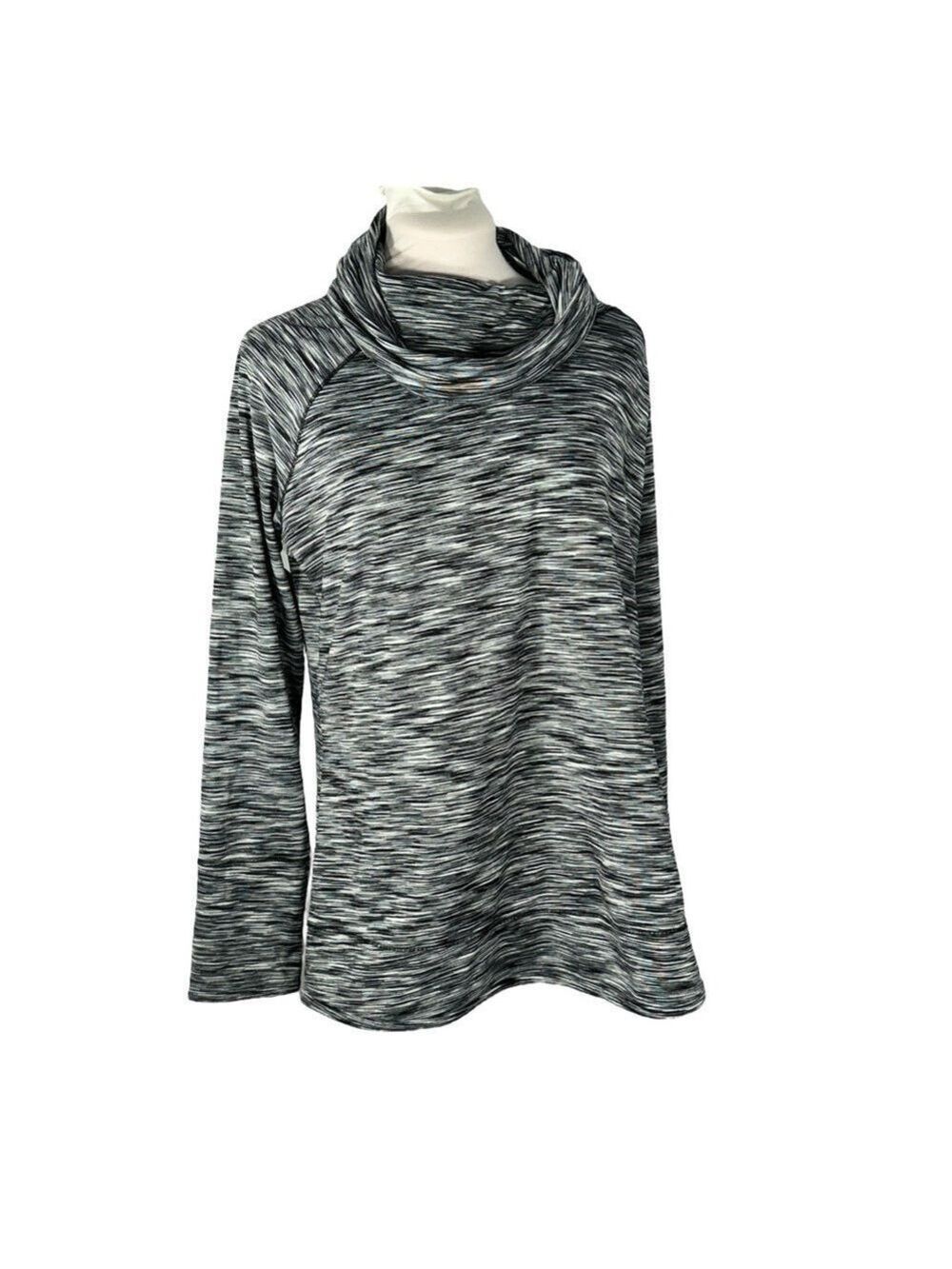 Marc New York size L pullover cowl neck striated black white long sleeve sweater